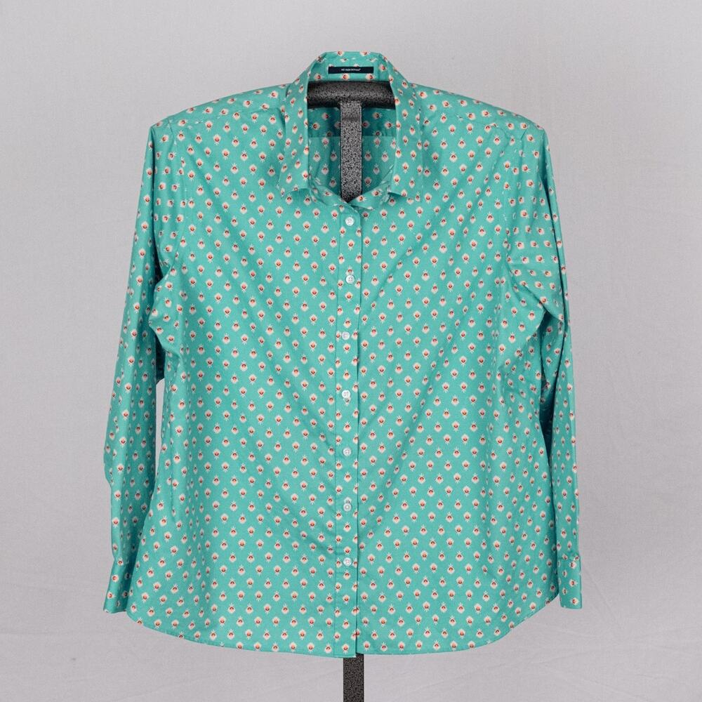 Lands' End 100% Supima Cotton Women's Button Up Blouse Size 16 PETITE Non-Iron